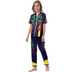 Rocket Halftone Astrology Astronaut Kids  Satin Short Sleeve Pajamas Set by Pakjumat