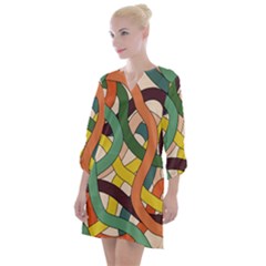 Snake Stripes Intertwined Abstract Open Neck Shift Dress by Pakjumat