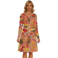 Fantasy Psychedelic Surrealism Trippy Long Sleeve Dress With Pocket by Modalart