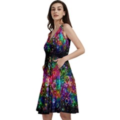 Psychedelic Bubbles Abstract Sleeveless V-neck Skater Dress With Pockets by Modalart