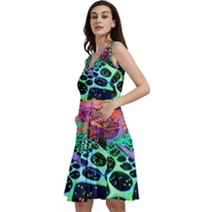 Psychedelic Blacklight Drawing Shapes Art Sleeveless V-neck Skater Dress With Pockets by Modalart