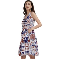 Artistic Psychedelic Doodle Sleeveless V-neck Skater Dress With Pockets by Modalart