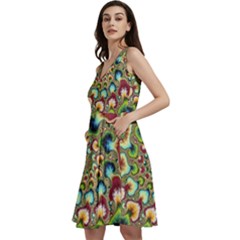 Colorful Psychedelic Fractal Trippy Sleeveless V-neck Skater Dress With Pockets by Modalart