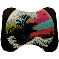 Retro Wave Kaiju Godzilla Japanese Pop Art Style Head Support Cushion by Modalart