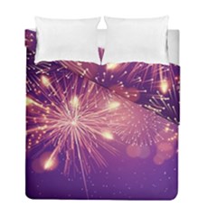 Fireworks On A Purple With Fireworks New Year Christmas Pattern Duvet Cover Double Side (full/ Double Size) by Sarkoni