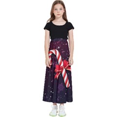 Christmas Lollipop Bowknot Celebrations Kids  Flared Maxi Skirt by Sarkoni