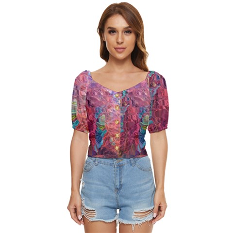 Blend 10-11 Liquify I Vibrance Button Up Blouse by kaleidomarblingart