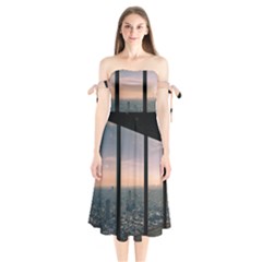 Shibuyasky Shibuya Tokyo Japan Shoulder Tie Bardot Midi Dress by Sarkoni