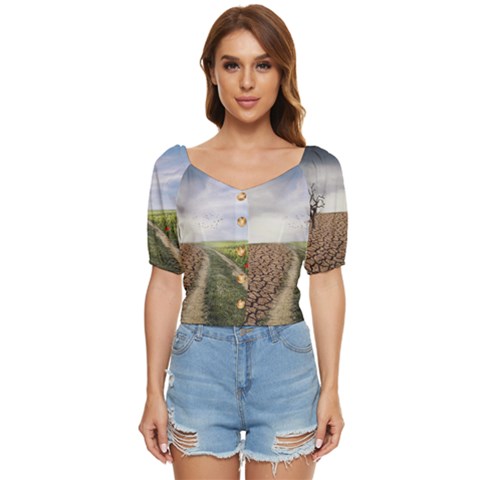 Climate Landscape Button Up Blouse by Sarkoni