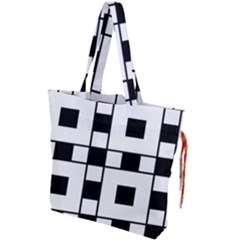 Black And White Pattern Drawstring Tote Bag by Amaryn4rt