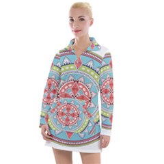 Drawing Mandala Art Women s Long Sleeve Casual Dress by Amaryn4rt