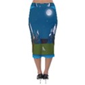 Vector Graphic Mountains Snow Wolf Velvet Midi Pencil Skirt View2