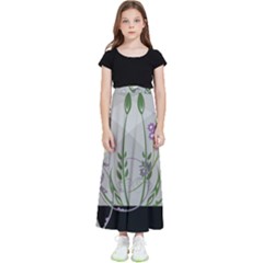 Flower Butterfly Pot Kids  Flared Maxi Skirt by Sarkoni