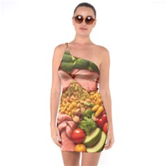 Fruit Snack Diet Bio Food Healthy One Shoulder Ring Trim Bodycon Dress by Sarkoni