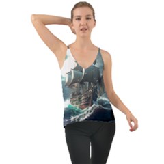 Pirate Ship Boat Sea Ocean Storm Chiffon Cami by Sarkoni