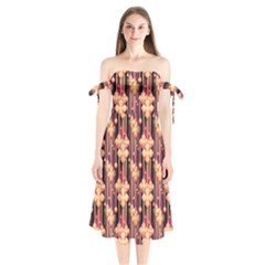 Seamless Pattern Shoulder Tie Bardot Midi Dress by Amaryn4rt
