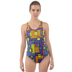 Square Background Background Texture Cut-out Back One Piece Swimsuit by Amaryn4rt