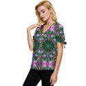Digital Kaleidoscope Bow Sleeve Button Up Top View2