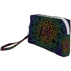 Circuit Hexagonal Geometric Pattern Background Pattern Wristlet Pouch Bag (small) by Vaneshop