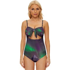 Fantasy Pyramid Mystic Space Aurora Knot Front One-piece Swimsuit by Grandong
