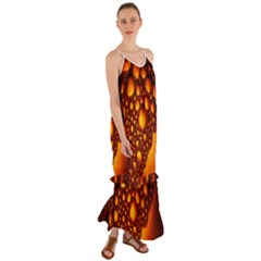 Bubbles Abstract Art Gold Golden Cami Maxi Ruffle Chiffon Dress by Dutashop