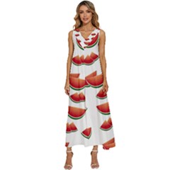 Summer Watermelon Pattern V-neck Sleeveless Loose Fit Overalls by Dutashop
