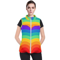 Rainbow Background Colorful Women s Puffer Vest by Bajindul