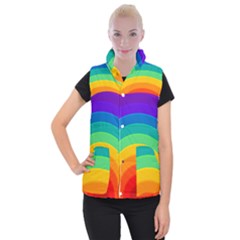 Rainbow Background Colorful Women s Button Up Vest by Bajindul