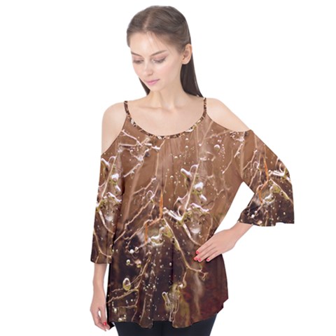 Ice Iced Structure Frozen Frost Flutter Sleeve T-shirt  by Amaryn4rt
