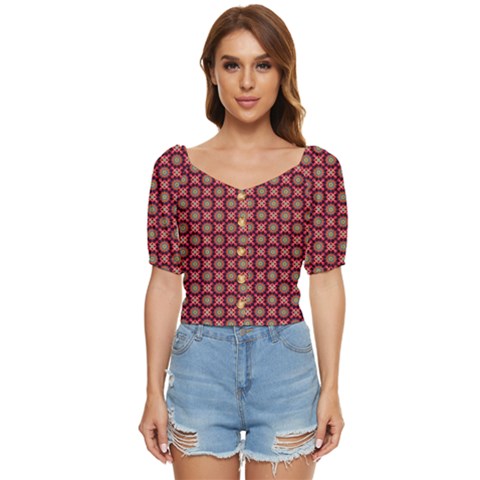 Kaleidoscope Seamless Pattern Button Up Blouse by Ravend