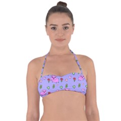 Flower Pink Pig Piggy Seamless Tie Back Bikini Top by Ravend