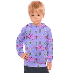 Flower Pink Pig Piggy Seamless Kids  Hooded Pullover by Ravend