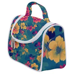Floral Art Flowers Textile Satchel Handbag by Ravend
