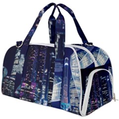 Black Building Lighted Under Clear Sky Burner Gym Duffel Bag by Modalart