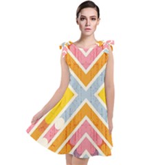Line Pattern Cross Print Repeat Tie Up Tunic Dress by Amaryn4rt
