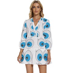 Eyes Comic Cartoon Fun Funny Toon V-neck Placket Mini Dress by Ndabl3x