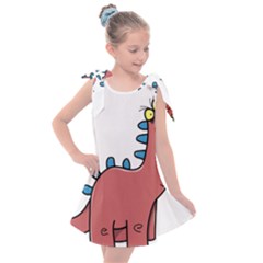 Dinosaur Dragon Drawing Cute Kids  Tie Up Tunic Dress by Ndabl3x