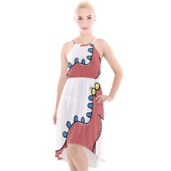 Dinosaur Dragon Drawing Cute High-low Halter Chiffon Dress  by Ndabl3x