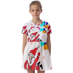 Nicholas Santa Claus Balloons Stars Kids  Short Sleeve Pinafore Style Dress by Ndabl3x