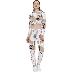 Abstract Bull Art Design Cropped Zip Up Lounge Set by Ndabl3x