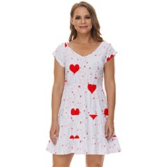 Hearts Romantic Love Valentines Short Sleeve Tiered Mini Dress by Ndabl3x