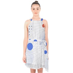 Computer Network Technology Digital Halter Collar Waist Tie Chiffon Dress by Grandong