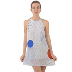 Computer Network Technology Digital Halter Tie Back Chiffon Dress by Grandong