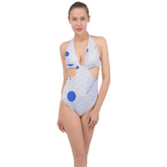 Computer Network Technology Digital Halter Front Plunge Swimsuit by Grandong