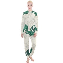 Leaves Monstera Background Women s Lounge Set by Grandong