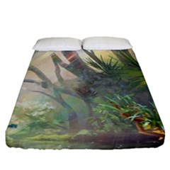 Peafowl Peacock Bird Birds Painting Art Wildlife Fitted Sheet (queen Size) by Sarkoni