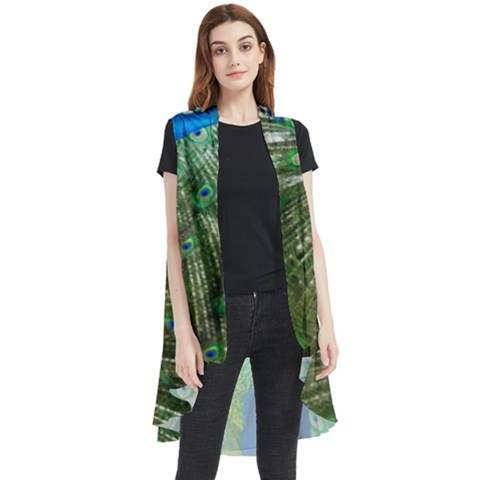 Peafowl Peacock Sleeveless Chiffon Waistcoat Shirt by Sarkoni