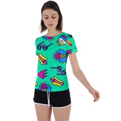 Pattern Adweek Summer Back Circle Cutout Sports T-shirt by Ndabl3x