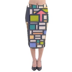 Door Stained Glass Stained Glass Velvet Midi Pencil Skirt by Sarkoni