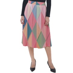 Background Geometric Triangle Classic Velour Midi Skirt  by Sarkoni